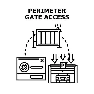 Perimeter gate access management system concept Stock Illustration