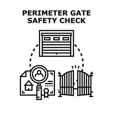 Perimeter gate safety check and security assurance concept 스톡 일러스트