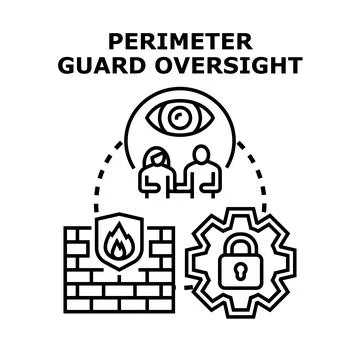 Perimeter guard oversight concept illustration security system Stock Illustration