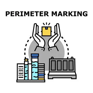 Perimeter marking protecting data and assets with hands safely delivering p.. Stock Illustration