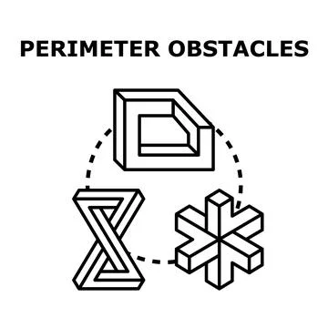 Perimeter obstacles blocking progress and confusing solutions Stock Illustration