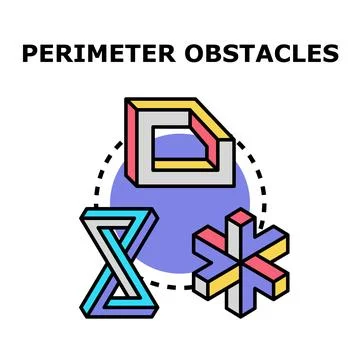 Perimeter obstacles blocking progress and confusing solutions Stock Illustration