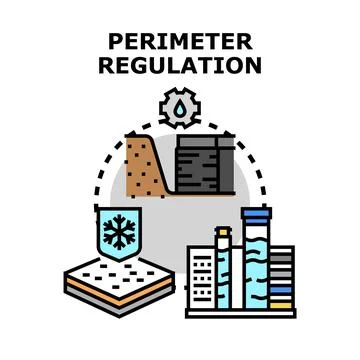 Perimeter regulation system controlling environmental factors concept Illustrazione stock