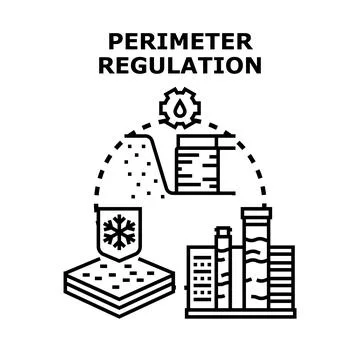 Perimeter regulation system controlling environmental factors concept Stock Illustration