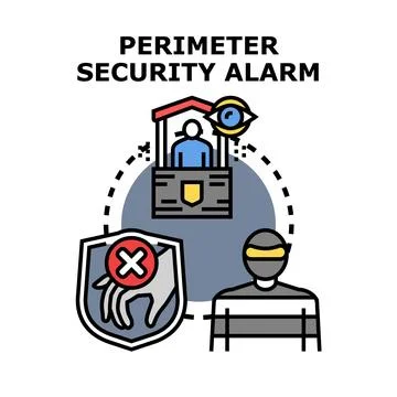 Perimeter security alarm system detecting unauthorized entry Stock Illustration