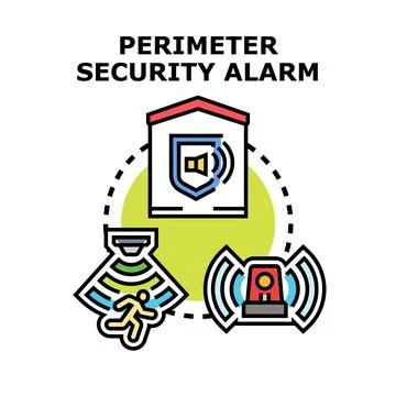 Perimeter security alarm system vector concept Stock Illustration