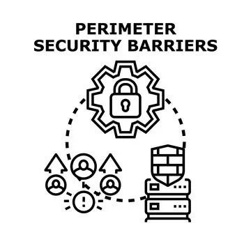 Perimeter security barriers protecting networks from threats Stockillustratie
