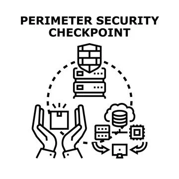 Perimeter security checkpoint protecting data processing system Stock Illustration