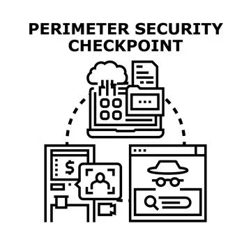 Perimeter security checkpoint protecting data access Stock Illustration