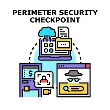 Perimeter security checkpoint protecting data access Stock Illustration