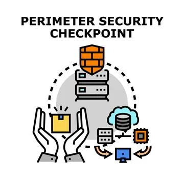 Perimeter security checkpoint protecting data processing system Stock Illustration