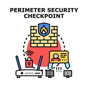 Perimeter security checkpoint protecting network access and data Stock Illustration