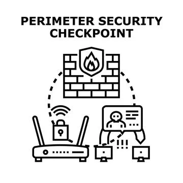Perimeter security checkpoint protecting network access and data Stock Illustration