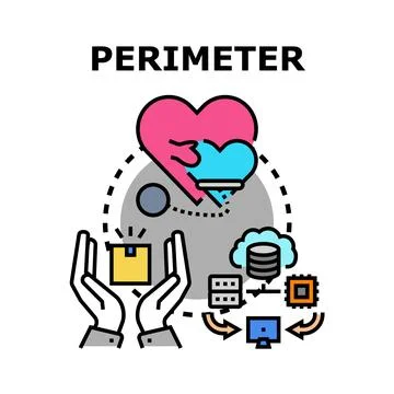 Perimeter security concept protecting digital data and information 스톡 일러스트