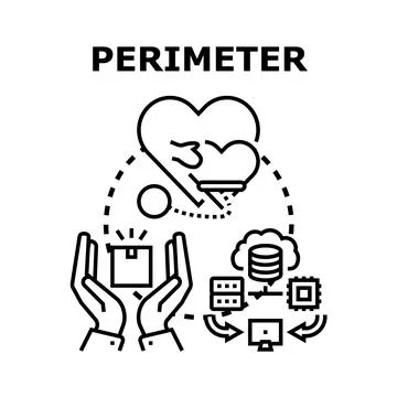Perimeter security concept protecting digital data and information 库存插图