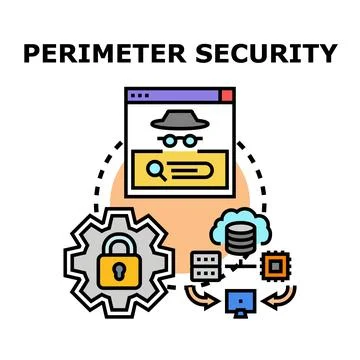 Perimeter security defending network infrastructure and data Stock Illustration