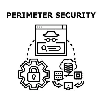 Perimeter security defending network infrastructure and data Stock Illustration