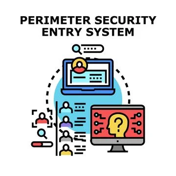 Perimeter security entry system identifying users access Stock Illustration