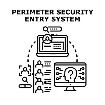 Perimeter security entry system identifying users access Stock Illustration