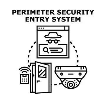 Perimeter security entry system protecting building access Stock Illustration