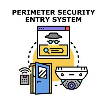 Perimeter security entry system protecting building access Stock Illustration