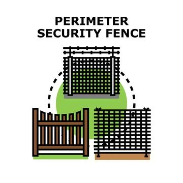 Perimeter security fence vector line concept イラスト素材
