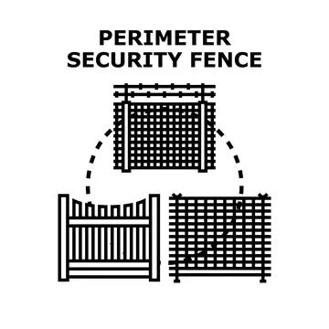 Perimeter security fence vector line concept Stock Illustration