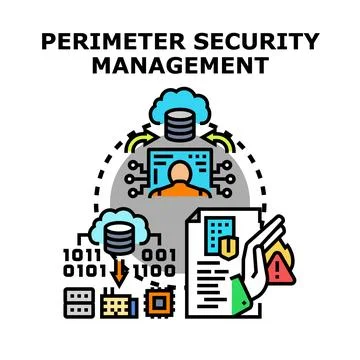 Perimeter security management concept protecting digital data イラスト素材