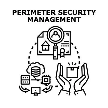 Perimeter security management concept protecting network data 스톡 일러스트