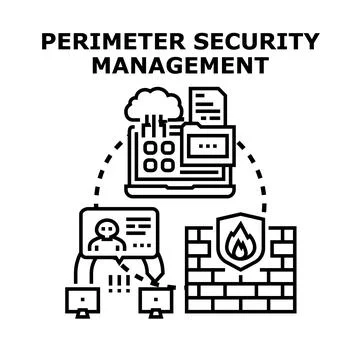 Perimeter security management protecting digital network access イラスト素材