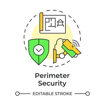 Perimeter security multi color concept icon Stock Illustration