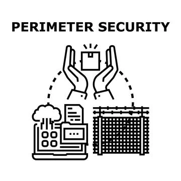 Perimeter security protecting digital data and physical assets Stock Illustration