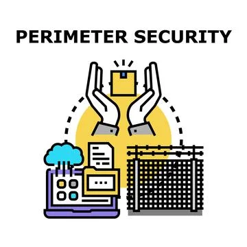 Perimeter security protecting digital data and physical assets Stock Illustration