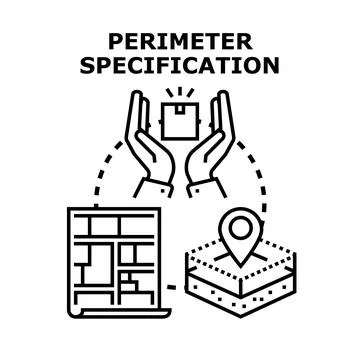 Perimeter specification defining property boundaries for land mapping 库存插图