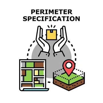 Perimeter specification defining property boundaries for land mapping Stock Illustration
