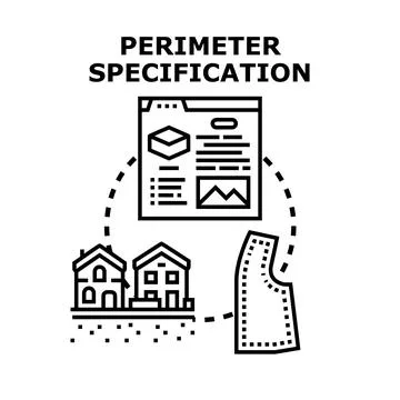Perimeter specification icon outlining property boundaries and measurement Stock Illustration