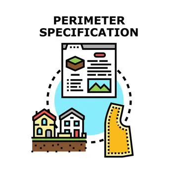 Perimeter specification icon outlining property boundaries and measurement Stock Illustration