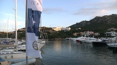 Perini Navi Cup flag waves in Porto Cervo Stock Footage 68459305