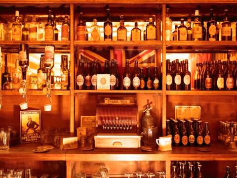 Period bar replica at the WWII Code Breaking Museum Foto stock