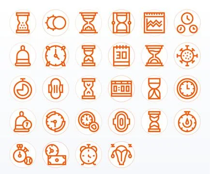 Period Vector Icon Toolkit featuring 28 Pixel Optimized 128x128 Bold Line e.. Illustrazione stock