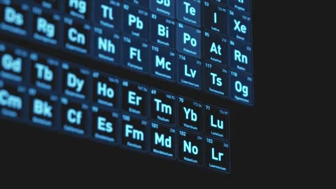 Periodic table of chemical elements glowing blue. Stock Footage 330506850