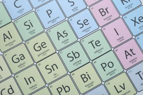 Periodic table of chemical elements, top view Stock Photos
