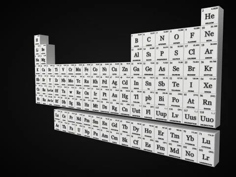 Periodic table concept with white cubes. 3d illustration Stock Illustration