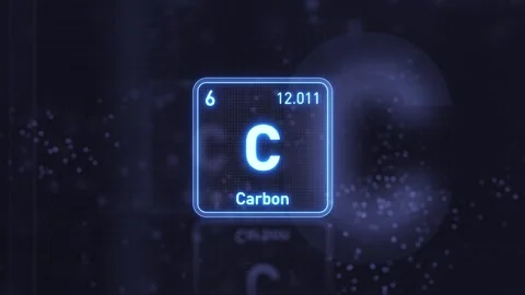 Periodic Table Element Carbon C Animation. Futuristic Minimal Design. Vídeos de archivo 335659724