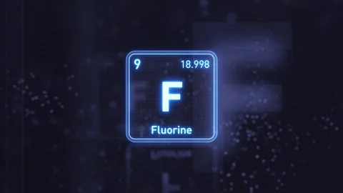 Periodic Table Element Fluorine F Animation. Futuristic Minimal Design. 库存影片 335659855