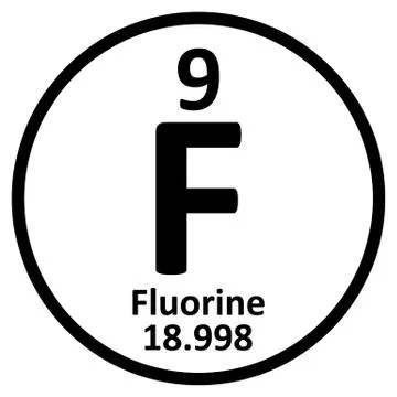 Periodic table element fluorine icon. Stock Illustration