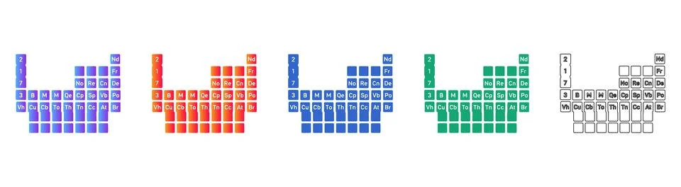 Periodic Table Element Grid Icon Set Stock Illustration