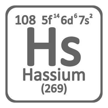Periodic table element hassium icon. Illustrazione stock