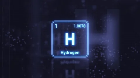 Periodic Table Element Hydrogen H Animation. Futuristic Minimal Design. Видео 333459654