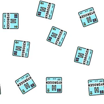 Periodic table element hydrogen vector seamless pattern Stock Illustration